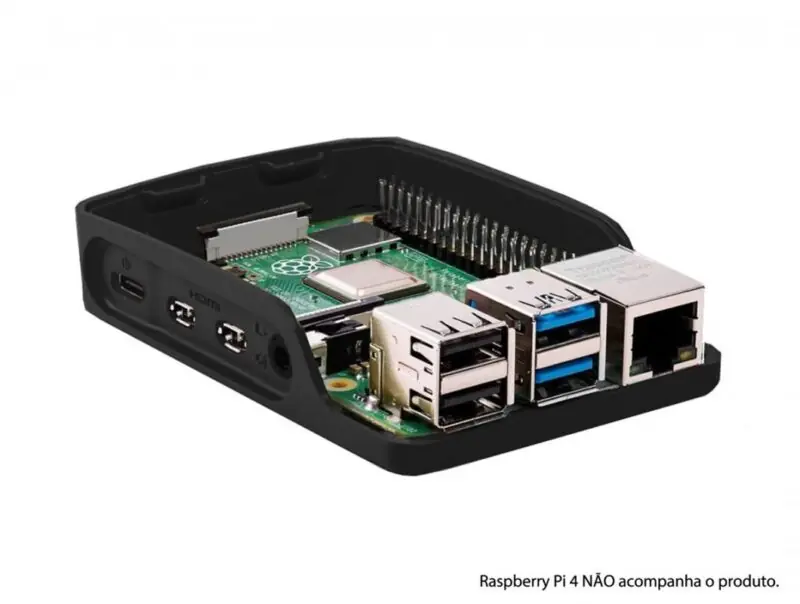 Case Oficial Raspberry para Pi4 Pi 4 ( Preta)