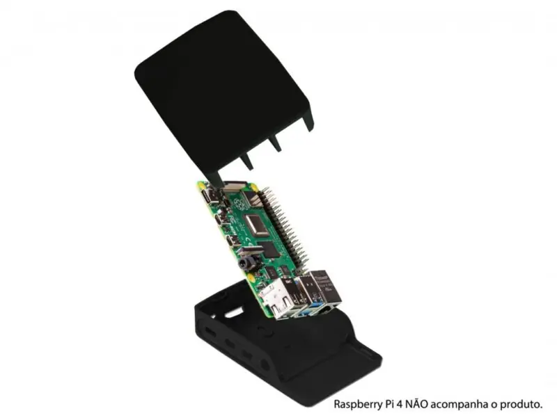 Case Oficial Raspberry para Pi4 Pi 4 ( Preta)