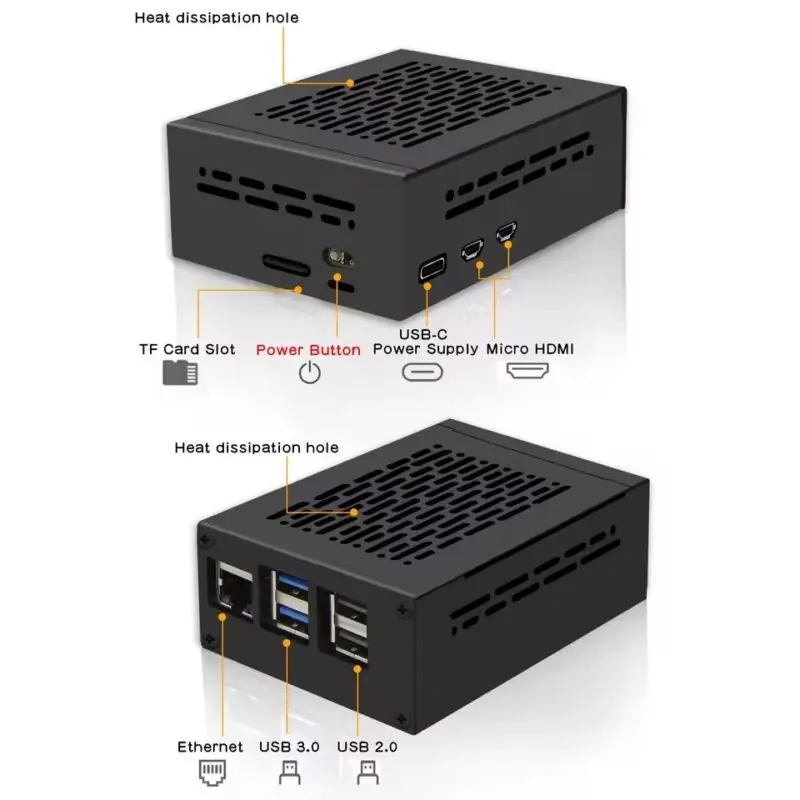 Case Metálica Geekworm P580-V2 para Raspberry Pi 5 - Compatível com X1002, X1005 e Active Cooler