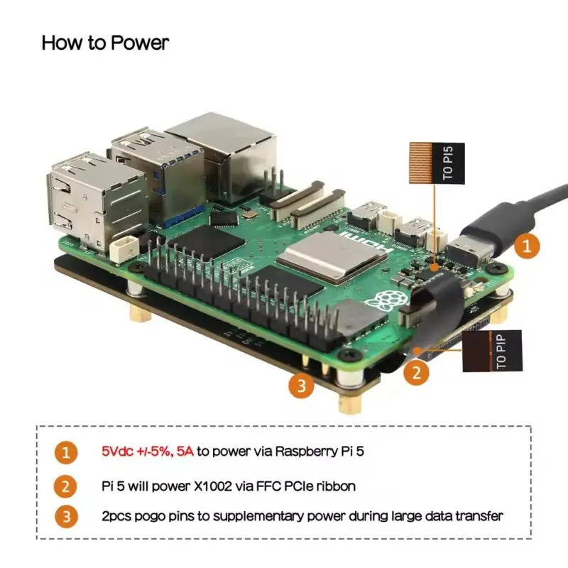 X1002 PCIe M.2 NVMe Shield para Raspberry Pi 5